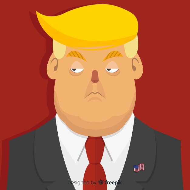 無料のベクター フラットデザインのドナルドトランプポートレート