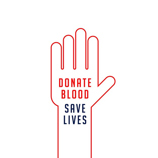 Donate blood save lives poster with raise hand concept design