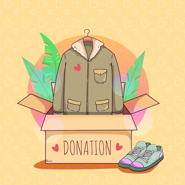 Бесплатное векторное изображение Пожертвовать свою одежду нуждающимся