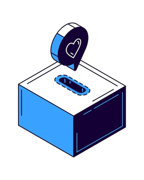 Donation, moneybox icon with heart isometric illustration