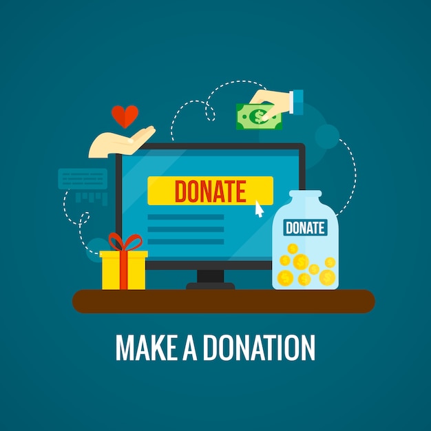 Donations online with laptop