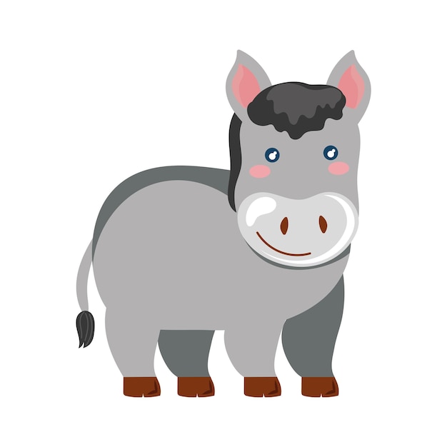 Free vector donkey cartoon farm animal