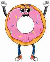 Free vector donut cartoon character on white background