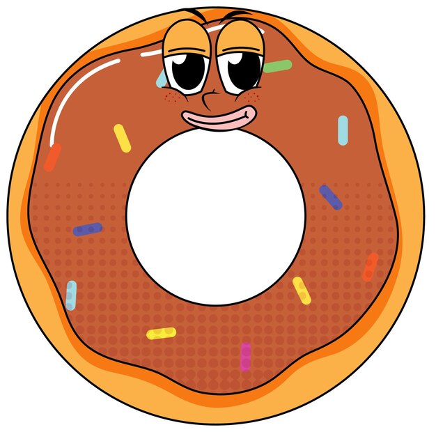 Donut cartoon character on white background