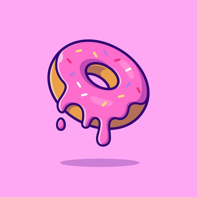 Donut Melted Floating Cartoon Vector Icon Illustration Food Object Icon Concept Isolated Flat Vector