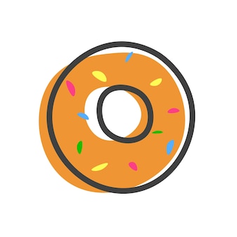 Пончик или бублик линейный значок пекарня символ концепция логотипа векторные иллюстрации изолированные