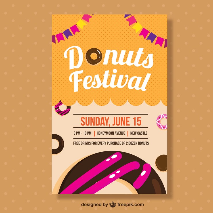 Free Vector donuts festival brochure