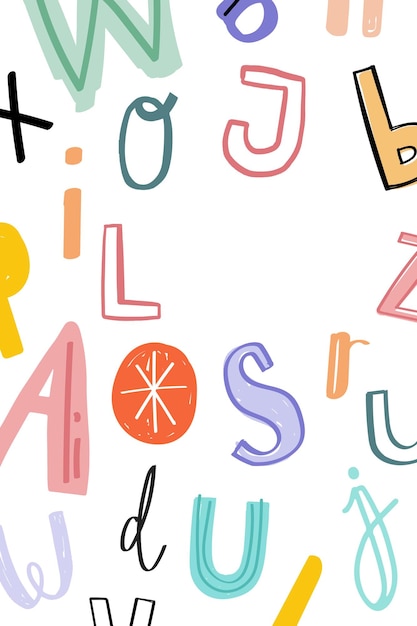 Free vector doodle alphabet style typography font design space