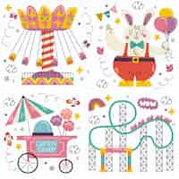 Free vector doodle amusement park stickers collection