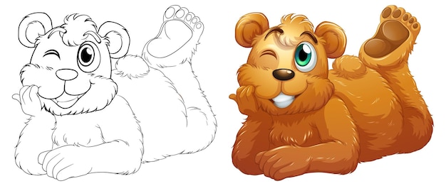 Free vector doodle animal character for bear