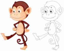Vettore gratuito doodle personaggio animale per scimmia