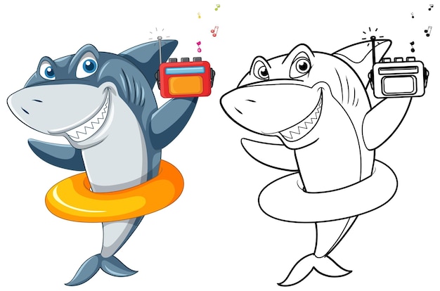 Free vector doodle animal character for shark