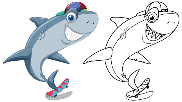 サメの落書き動物キャラクター