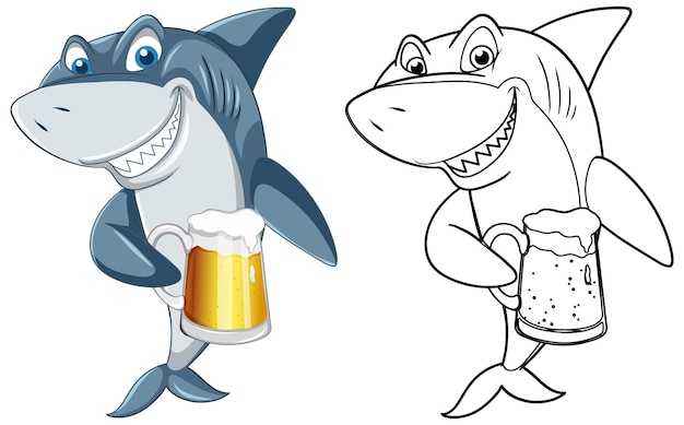 Free vector doodle animal character for shark