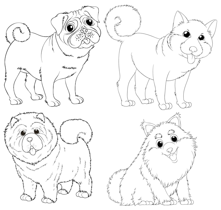 Free Vector doodle animal characters for dogs