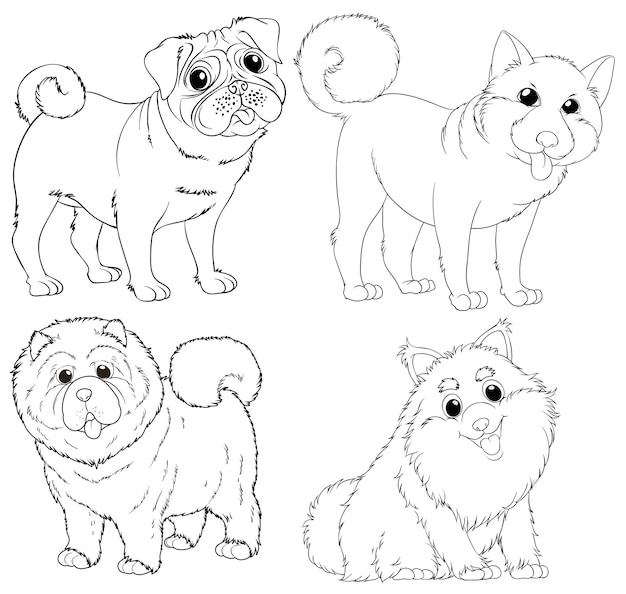 Бесплатное векторное изображение Каракули животных персонажей для собак