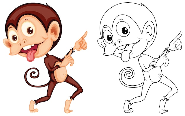 Vettore gratuito doodle animale per scimmia carina