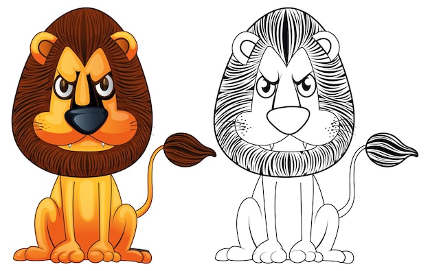 Бесплатное векторное изображение Каракули животное для дикого льва