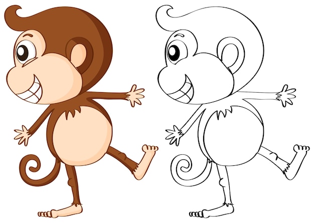 Free vector doodle animal for happy monkey