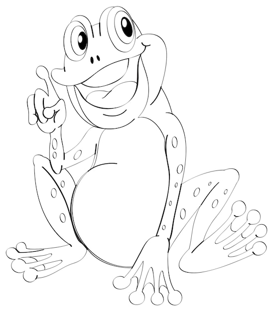 Free vector doodle animal outline of happy frog