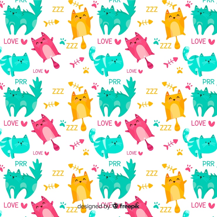 Free Vector doodle animals and words pattern