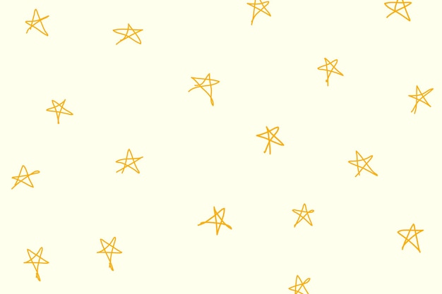Бесплатное векторное изображение Каракули фон, желтая звезда узор дизайн вектор