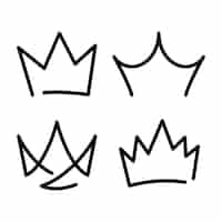 Free vector doodle black crowns set monoline