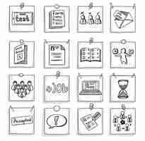 Free vector doodle business career development elements set