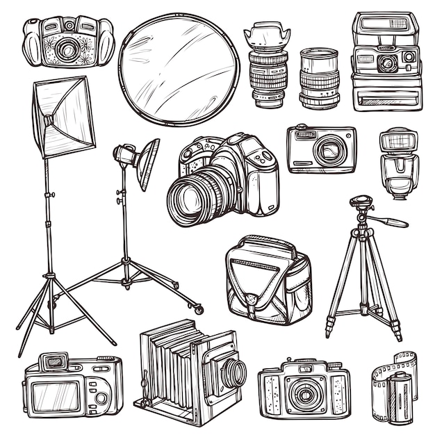 Набор иконок Doodle камеры