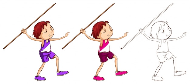 Free vector doodle character for man doing javelin illustration