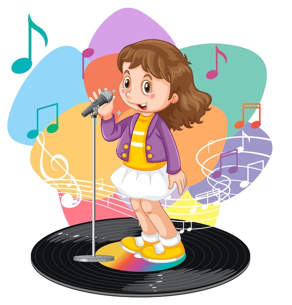 Doodle children with music instrument and melody