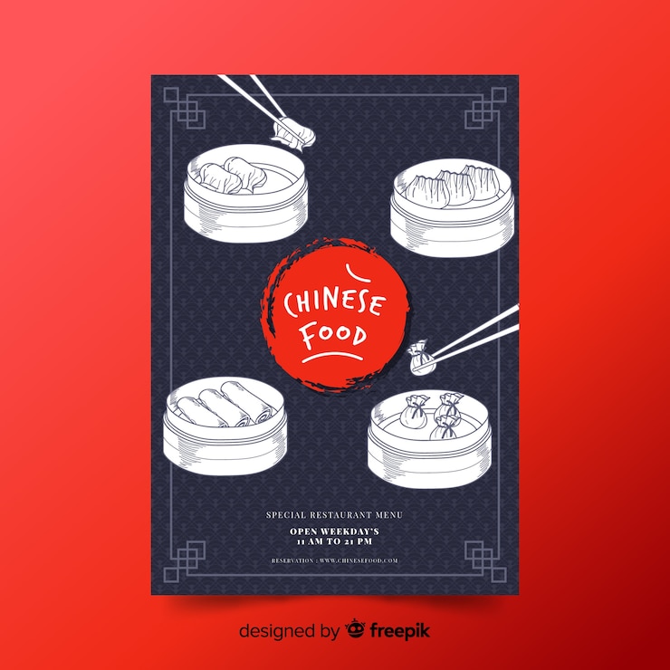 Free Vector doodle chinese food flyer