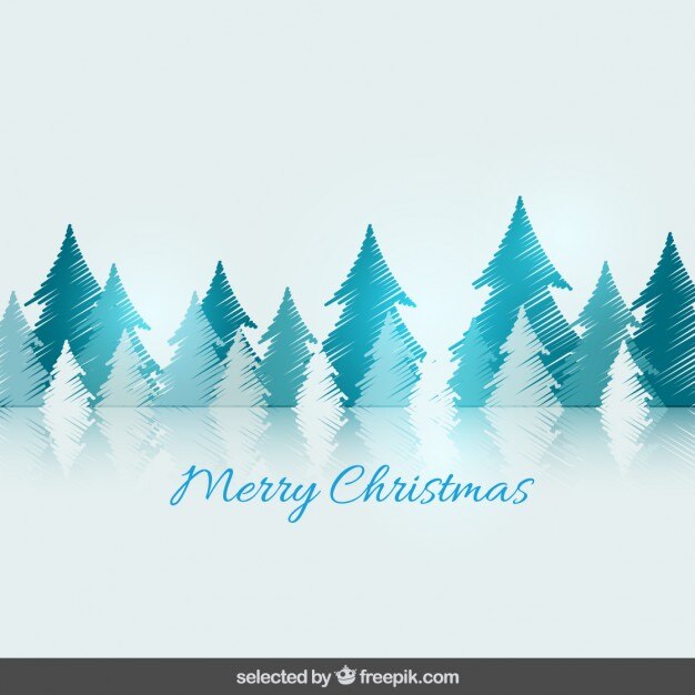 Free Vector doodle christmas trees card
