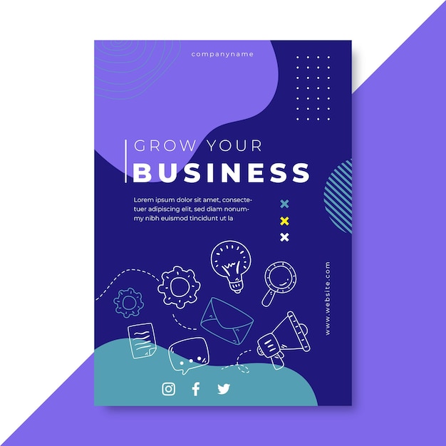 Free vector doodle colorful business flyer