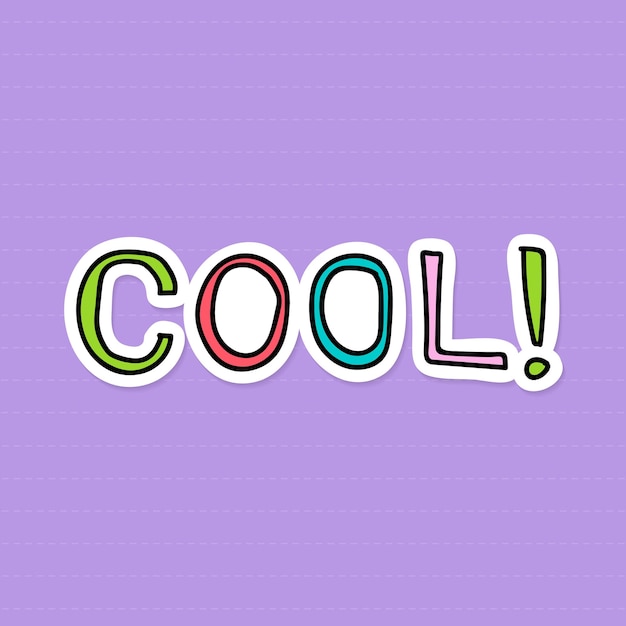 Free vector doodle colorful cool word sticker vector