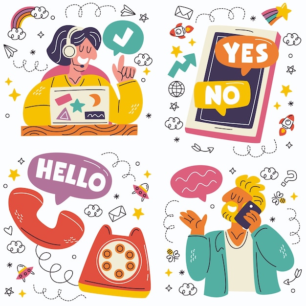 Hi Stickers - Free communications Stickers