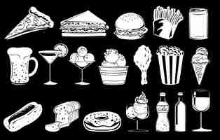 Free vector doodle design of foods