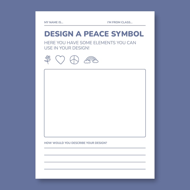 Free vector doodle design a peace symbol worksheet