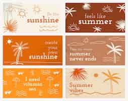 Free vector doodle editable summer templates vector with cute doodle set for social media banner