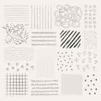 Free vector doodle element graphic, ink line art design vector set