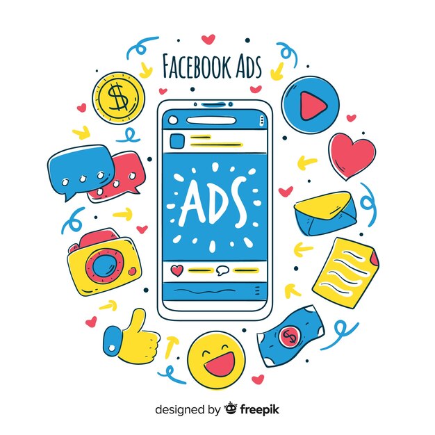 Doodle sfondo di annunci di facebook