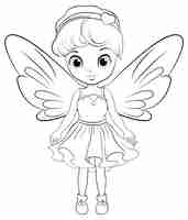 Free vector doodle fairy outline cartoon