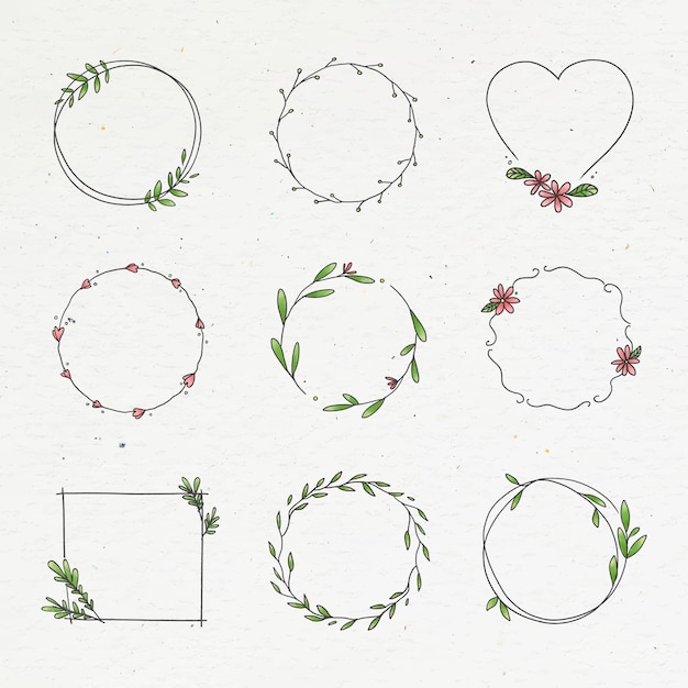 Doodle Floral Wreath Collection