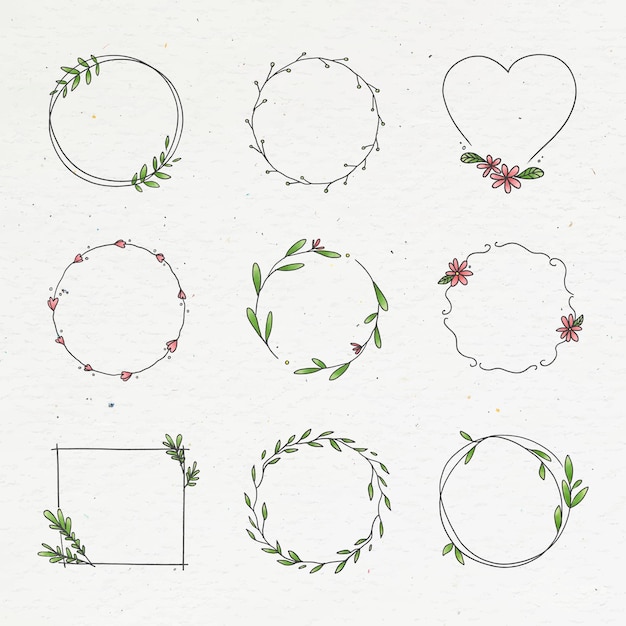 Doodle floral wreath collection