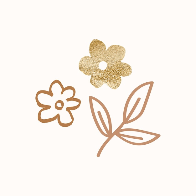 Free vector doodle flower in gold