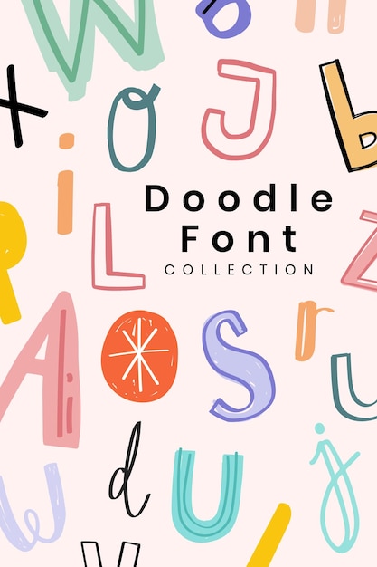 Doodle font collection poster vector