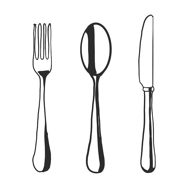Doodle fork spoon knife