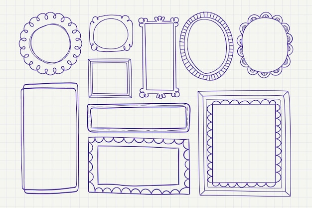 Free vector doodle frame decoration set