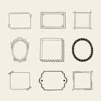 Free vector doodle frame ornament set hand drawn style