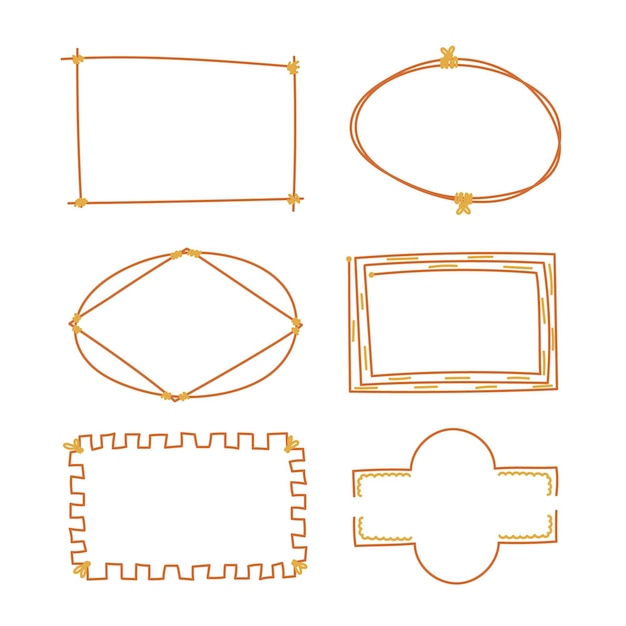 Free vector doodle frame ornament set hand drawn